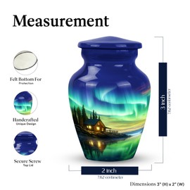 KARYLIZ Northern Lights Keepsake Urn - Small Urn for Human Ashes Male & Female - Aurora Borealis Urns for Ashes Adult Small - Cremation Keepsake Urns for Dad 3 Inch