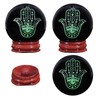 KYEYGWO Obsidian Crystal Ball Decoration with Carved Hamsa Hand of
