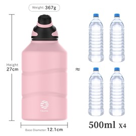 Fjbottle Stainless Steel Water Bottle 2.2L Double-Walled with Magnetic Lid, BPA Free Vacuum Insulated Water Bottle, Big Metal Drinking Bottle Large Capacity Jug Leak-Proof for Sports, Camping, Gym