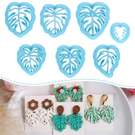 Sitsink Monstera Polymer Clay Cutters - 7 Pcs Monstera Leaves Clay Cutters for Polymer Clay Jewelry, Botanical Plant Clay Earring Cutters, Tropical Leaf Clay Cutters for Polymer Clay Earrings