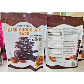 Trader Joe’s Dark Chocolate Bark with Almonds Pretzel & Sea Salt 10oz (2 Bags)