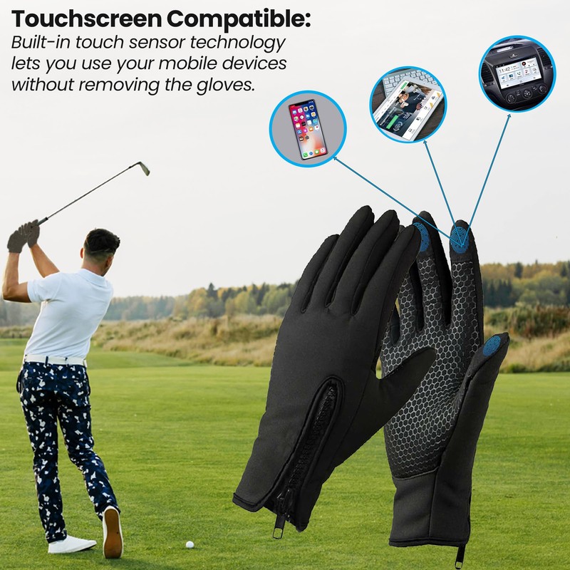 YNR Equestrian Winter Thermal Horse Riding Gloves Synthetic Leather Black
