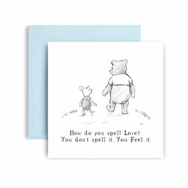 Huxters Anniversary and Valentines Card – How Do You Spell Love? – Sweet Anniversary Friendship Cards for Him and Her – Birthday Cards for Husband and Wife – Boyfriend Girlfriend – 14.8cm