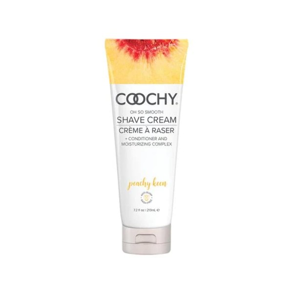 Coochy Rash-Free Shave Cream | Conditioner & Moisturizing Complex | Ideal for Sensitive Skin, Anti-Bump | Made w/Jojoba Oil, Safe to Use on Body & Face | Peachy Keen 7.2floz/ 213mL