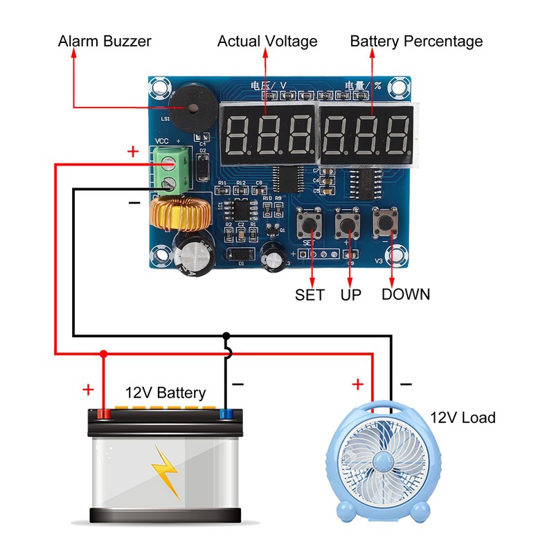 Power Display Module Programmable Voltage Remaining Percentage Display Module DC7‑80V