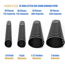 HOUYEE 40 Pack Multi-Size Ring Binding Combs: 5/8 Inch, 1 Inch, 1-1/2 Inch, Letter Size Black Plastic Spines