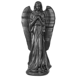 KYEYGWO Crystal Guardian Angel Figurine Hand Carved Stone Prayer Statue Peace Love Lucky Reiki Sculpture for Home Decoration, Black Obsidian
