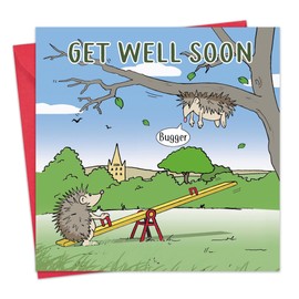Twizler Get Well Soon Card Funny Hedgehog Bugger - Funny Get Well Card