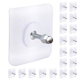 AIERSA Heavy Duty Adhesive Hooks, Wall Hooks for Hanging, Screw Free Sticker, Seamless Screws for Wall Mount, 2 in 1 Reusable, White, 20 Pcs, 16mm