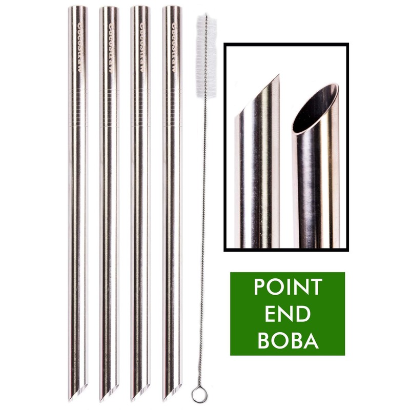 4 POINT END BOBA Straw Stainless Steel Extra Wide 1/2"