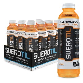 Suerotil - Sugar-Free Hydration Drink + Electrolytes - Orange, 20oz (24 Bottles)