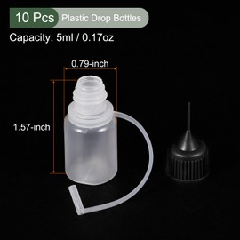 YOKIVE 10 Pcs Needle Tip Bottles, Needles Precision Tip Applicator, Squeeze Bottle with Storage Caps, Great for DIY Quilling Craft (5ml, Black)
