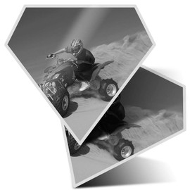 2 x Diamond Stickers 7.5 cm BW - Quad Bike Desert Safari 4x4 Fun Decals for Laptops,Tablets,Luggage,Scrap Booking,Fridges, #35439