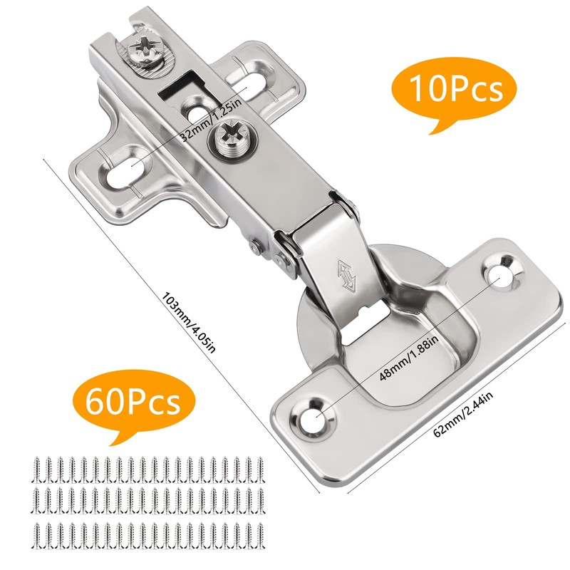 10 PCS Cupboard Hinges, Honeueuen Cabinet Hinges, Cold Rolling Hinge