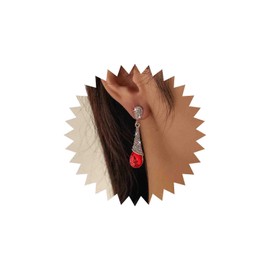 Yheakne Boho Ruby Teardrop Earrings Gold Crystal Waterdrop Stud Earrings Vintage Red Gemstone Earrings Teardrop Ruby Crystal Earrings Jewelry for Women and Girls