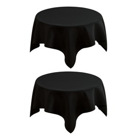 mylacerhome 2 Pack Small Square Table Cloth 36X36 Inch Black Washable Fabric Tablecloth Polyester Solid Table Cover for Night Stand End Table Side Table Outdoor Indoor