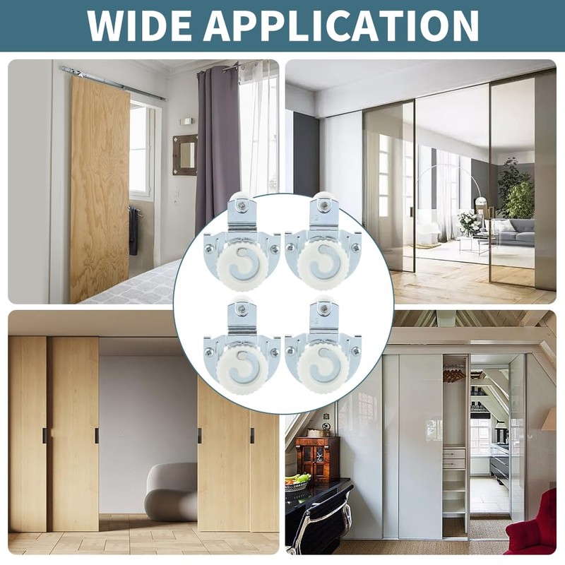 CALIDAKA 4PCS Sliding Wardrobe Door Hardware Roller Kit,Sliding Closet Door