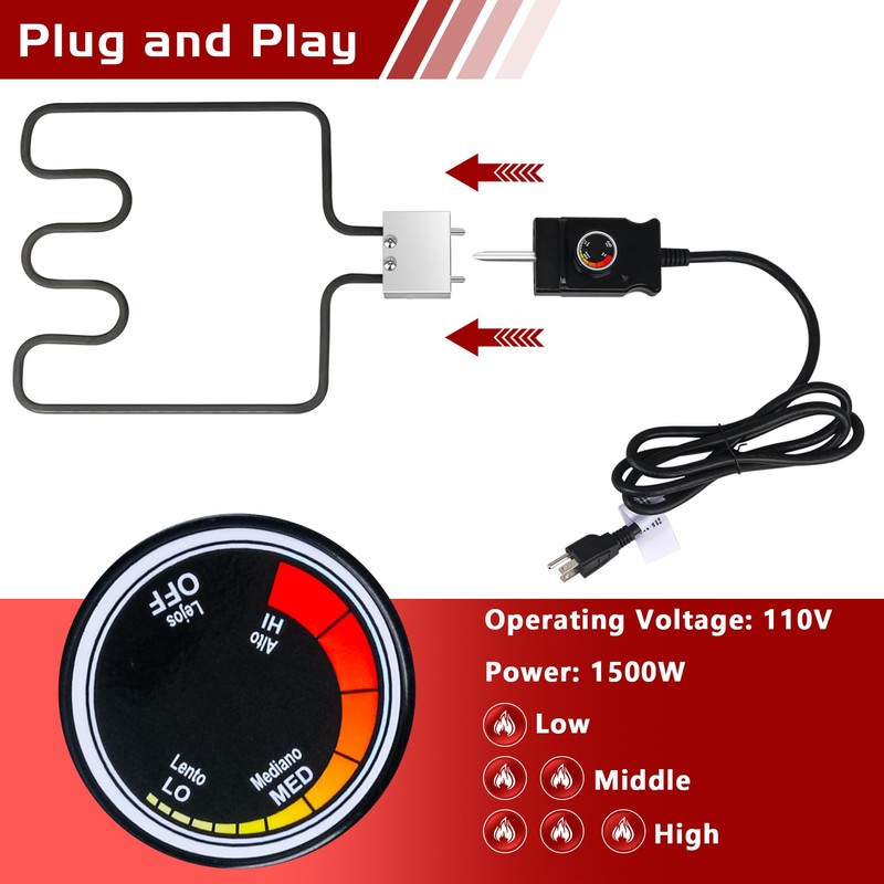 1500 Watt Heating Element for Masterbuilt Electric Smoker Parts Analog