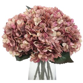 Kimura's Cabin Fake Flowers 6pcs Vintage Artificial Silk Hydrangea Flowers Bouquets Faux Hydrangea Stems for Home Wedding Party Table Core Autumn Garden Decoration (Pink Purple, Pack of 6)