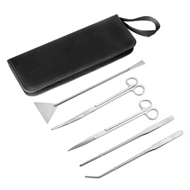 SagaSave Aquarium Aquascape Kits, 5-in-1 Edelstahl-Pinzette, Schere, Spatel, Aquarium-Reinigungswerkzeug, Wasserpflanzen-Aquascaping-Werkzeug für Aquarium, Aquarium, Aquarium, Spiegelleuchte
