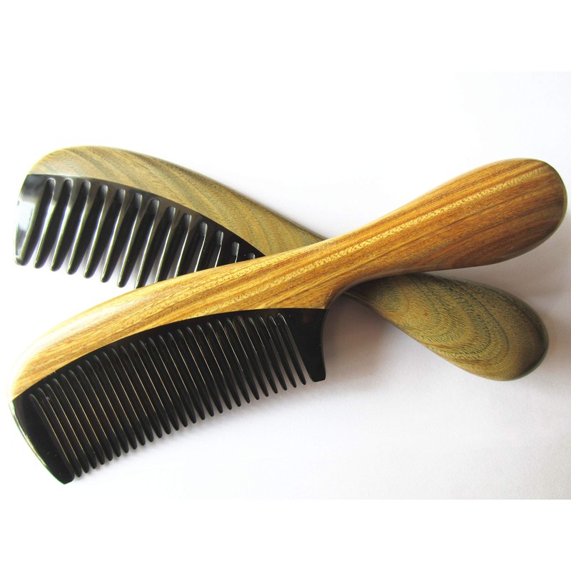 Myhsmooth GBZBYBMT Handmade No Static Black Buffalo Horn Comb with