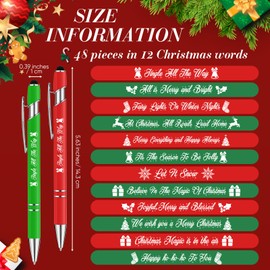 Qilery 48 Pcs Christmas Pens Bulk with Black Ink Stylus Tip Xmas Holiday Ballpoint Pen Novelty Funny Pens with Greeting Quotes for Coworkers Christmas School Office Gifts