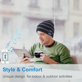 Rotibox Bluetooth Beanie Hat Wireless Headphone for Outdoor Sports Xmas Gifts