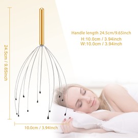 Sancheay Head Massager, Manual Scalp Head Scratcher, Handheld Scalp Massager for Deep Relaxation, Hair Stimulation and Stress Relief (Gold & Silver)