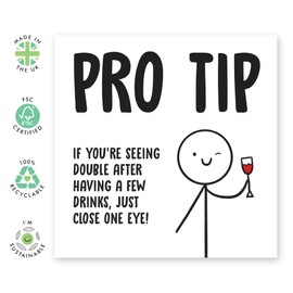 Hilarious Hack Birthday Card - 'Drinking Tip Close Eye' - Gifts for Him, Men, Colleagues, Coworkers, Friends, Buddies - Drunk Advises - Comes with Fun Stickers