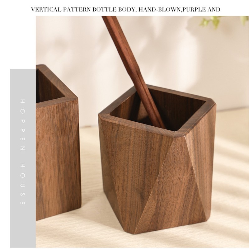 Cooking Utensil Container Smoothing Stable Large Capacity Simple Wooden Pen