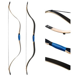 PMZ 58" Traditional Recurve Bow, Wooden Ming Hunting Bow 20-50lbs (50lbs)