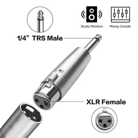 YAODHAOD XLR Female to 1/4 Inch TS Mono Adapter, Balanced Female XLR to Quarter Inch 6.35mm Male Adapters Converter Connector for Mixer, Microphone (2 Pack)