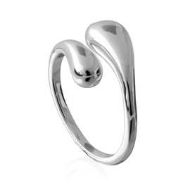 Nature Rebel 925 Silver Open Teardrop Ring Minimal Design, Precious metal