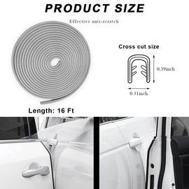 JUSTTOP 16.4Ft(5M) Car Door Edge Guards, U Shape Strip Flexible Edge Moulding Trim Door Seal Protector, Universal Edge Trim Scratch Protection Guard for Most Car Truck Sedan SUV (Gray)
