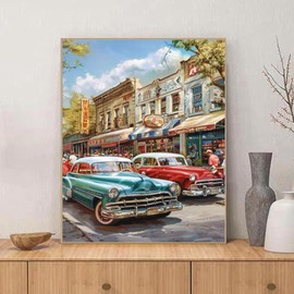 QACEYID Classic Cars Paint by Numbers Kit for Adults, Modern Paint by Number on Canvas, Abstract Art Digital Oil Painting Kits Suitable for Home Wall Decoration Gift 16"x20"