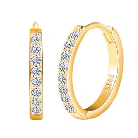 CPSLOVE Elegant Women's Earrings 925 Sterling Silver Hoop Earrings Girls Fashion Hoop Earrings with Zirconia Hoop Diameter 1.2 cm, Sterling Silver, Cubic Zirconia