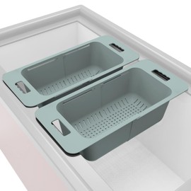 Yatmung Deep Freezer Organizer Bins Expandable - Freezer Baskets for Chest Freezer Adjustable - Freezer Storage Bins with Handle - Freezer Organization Accessories for Kitchen -Green, 2-PACK