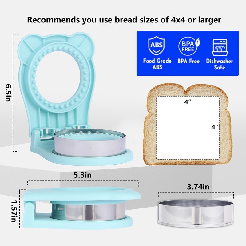 Sandwich Cutter and Sealer, Stainless Steel Uncrustable Sandwich Maker with