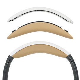 Geekria Protein Leather Headband Pad Compatible with Bose SoundLink AE2, QC25 Headphones, Replacement Band Repair Part (White+Brown)
