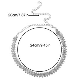 Mikovivi Rhinestone Necklace for Women, Bling Sparkly Diamond Crystal Necklace Trendy Elegant Adjustable Jewelry Accessories for Prom Wedding Party (Silver)