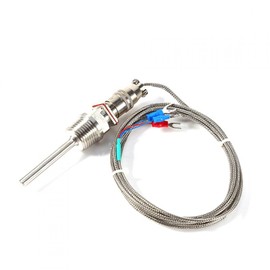 Temperature Sensor, Temperature Sensor Probe,RTD PT100 Temperature Sensor 1/2" NPT Threads with 2 Meter Cable, 304 Stainless Steel 4-Point Thread 2m Wire