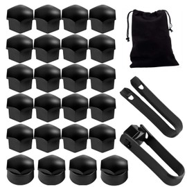 24 Pcs 17mm Wheel Nut Covers (20 Standard & 4 Locking Ones) with Removal Tool – Universal Black Car Wheel Bolt Caps Hub Screw Covers for Most Vehicles – Durable & Stylish Wheel Nut Protectors