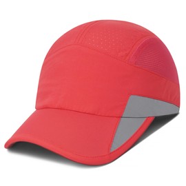 GADIEMKENSD Running Hat, Mens Outdoor Hat Unstructured Baseball Cap UPF 50 UV SPF Exercise Run Caps Reflective Breathable Light Sun Hats Quick Dry Mesh Summer Sports Hat Cap Men Woman Red