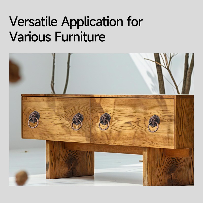 Joyangy 12-Pack Lion Head Cabinet Pulls, Antique Bronze Ring Handles