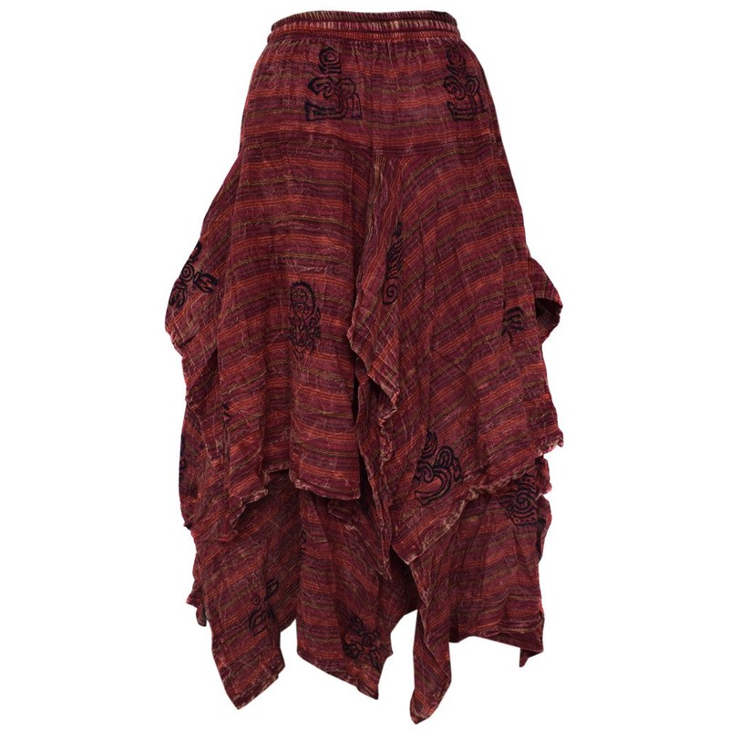 Gheri Cotton 2 Layer Asymmetrical Elastic Waist Long Summer Skirt