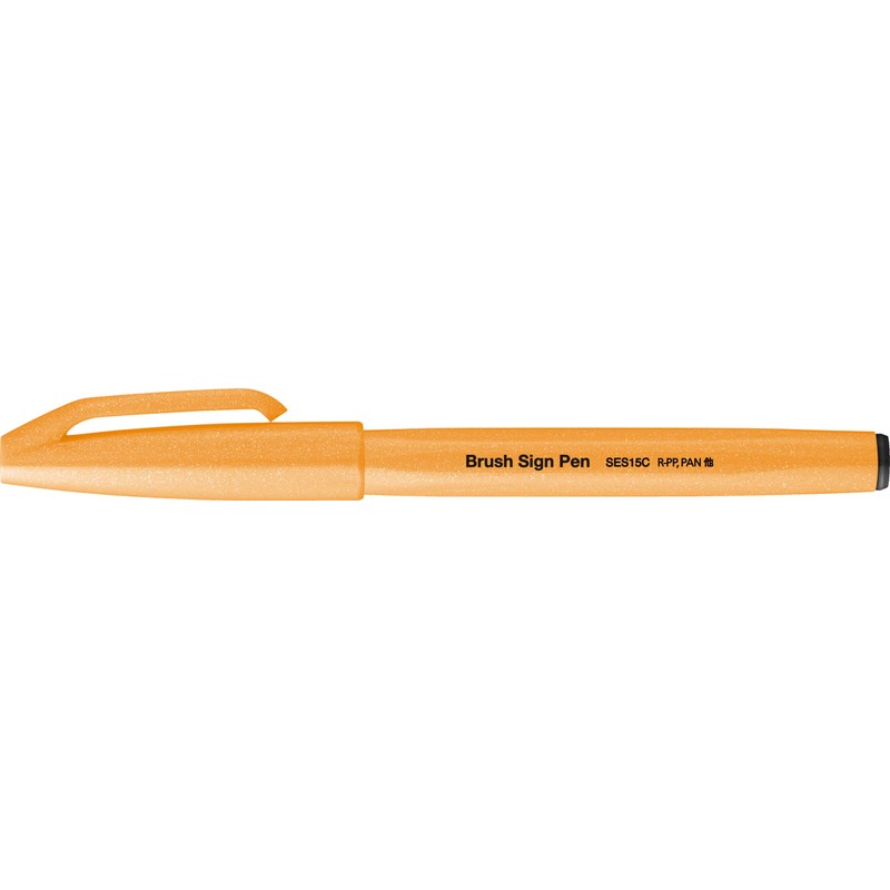 Pentel SES15C-FFX Brush Sign Pen Neon Orange Fibre Tip Brush