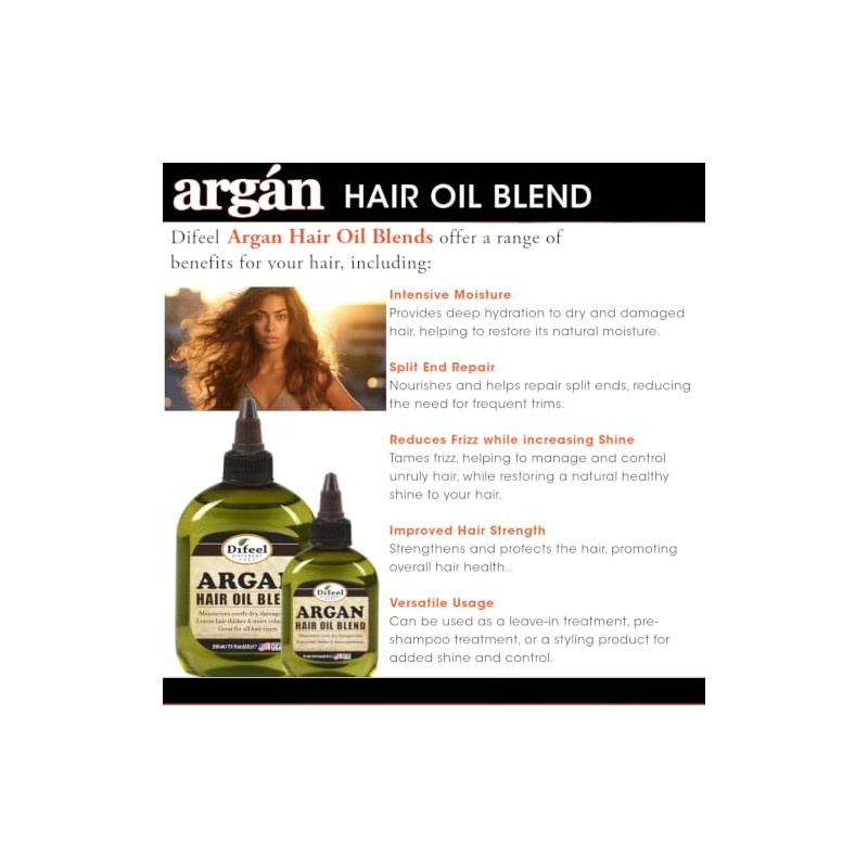Difeel Aceite de cabello natural premium - Aceite de argán