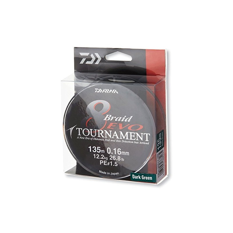 Daiwa Tournament 8 Braid EVO 0.18mm, 15,8kg/34,7lbs 135m dark green