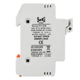 SeKi DC fuse holder/circuit breaker 1-pole up to 1000V DC 32A; fuse for solar / photovoltaic, mounting on DIN rail; for 10 x 38 mm fuses