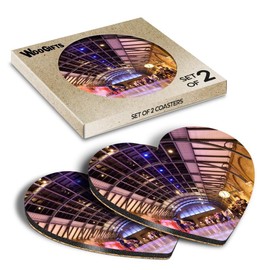 2 x Heart Coasters - GWR 5972 Steam Train Station Railway Cork Backed MDF Glossy Tea Coffee Accessory #51117
